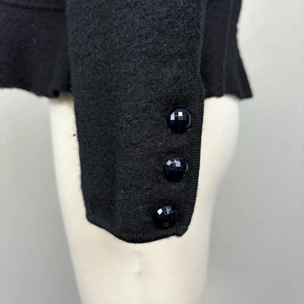 Jones New‎ York Petite Collection Wool Jacket Size M Black Ruffled Work Church